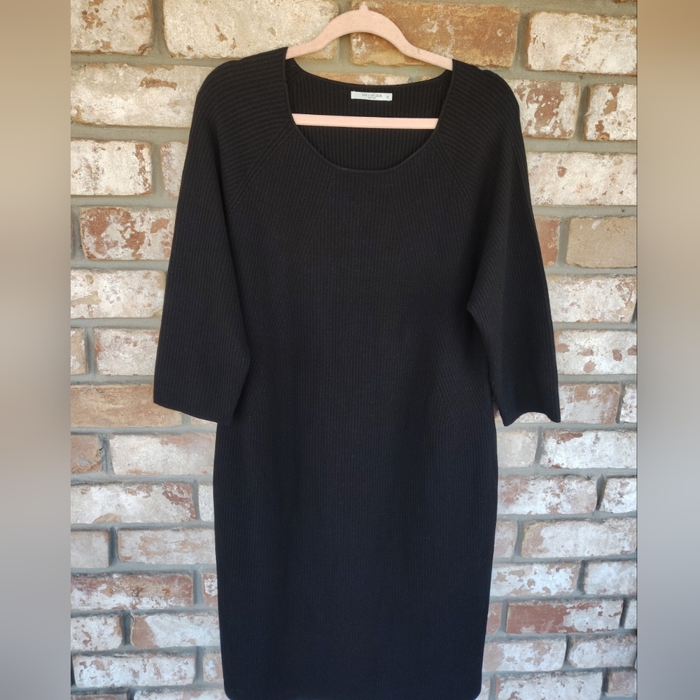 MM Lafleur Women's Black Ribbed Stretch Knit Bodycon Dress Sz +2 Career Event